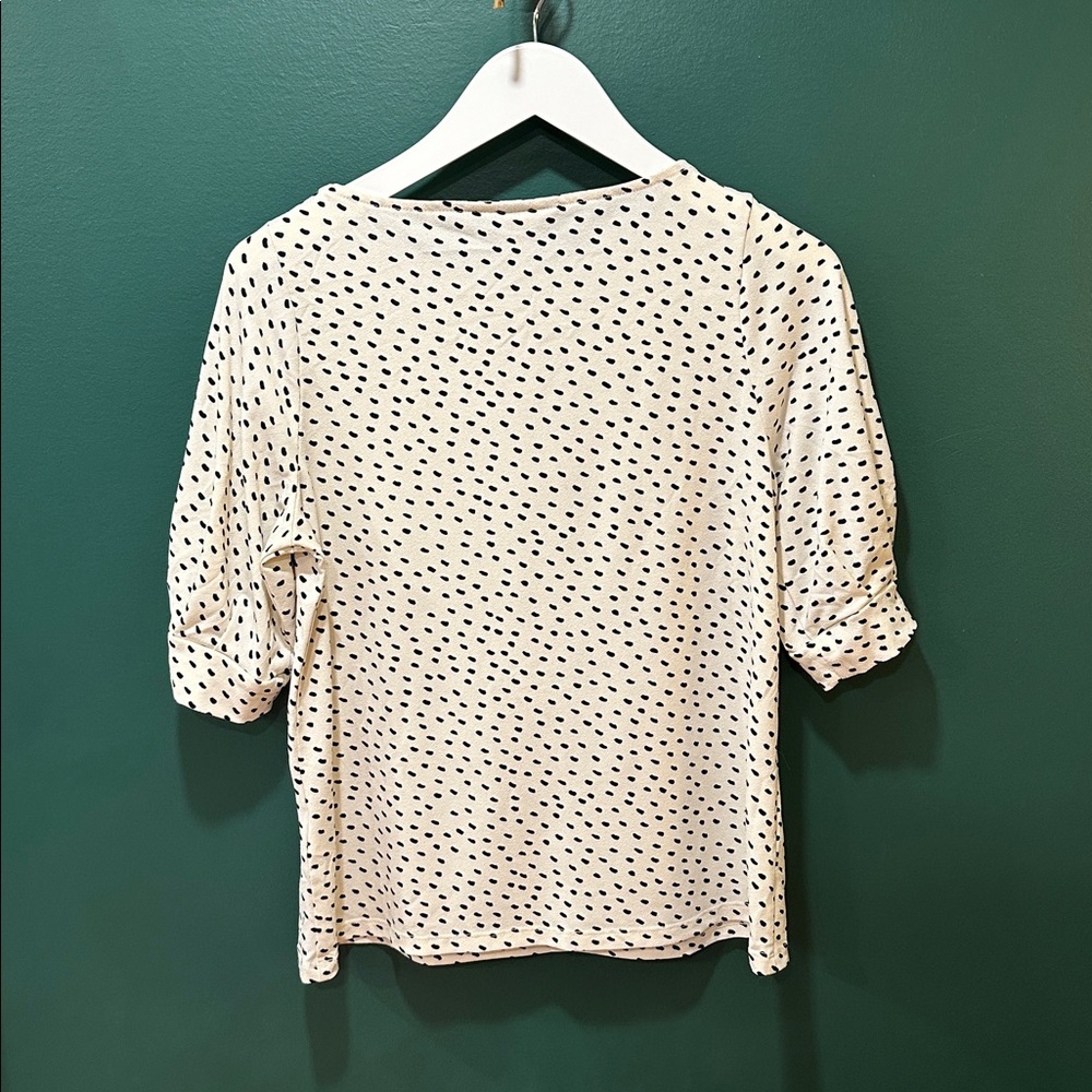 H&M Cream Short Sleeve Top with Black Dot Print - Picture 3 of 4